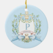 Niedliches Welpe Blue Ribbon-Wappen | Baby Jungen Keramik Ornament (Hinten)