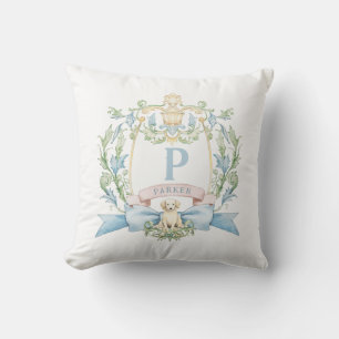 Niedliches Welpe Blue Ribbon-Wappen   Baby Jungen Kissen