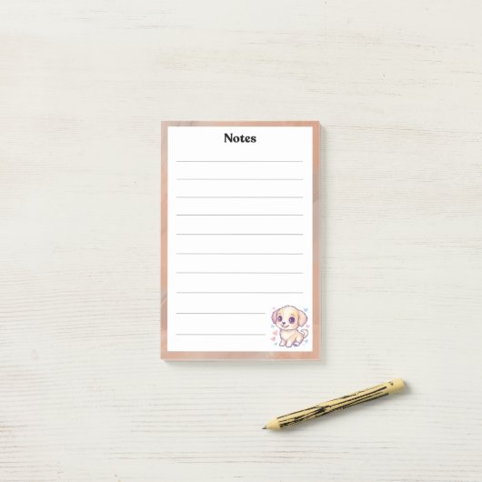 Niedliches Welpe-Lined-Notepad | Dog-Themed Statio Post-it Klebezettel (Auf Schreibtisch)