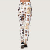 Niedliches Welpen-Hundemuster Leggings (Rückseite)