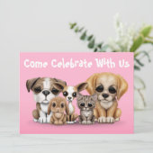 Niedliches Welpen-, Kätzchen-und Einladung (Stehend Vorderseite)