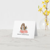 Niedliches Welpen mit Weihnachtsbeleuchtung Karte (Gelbe Blume)