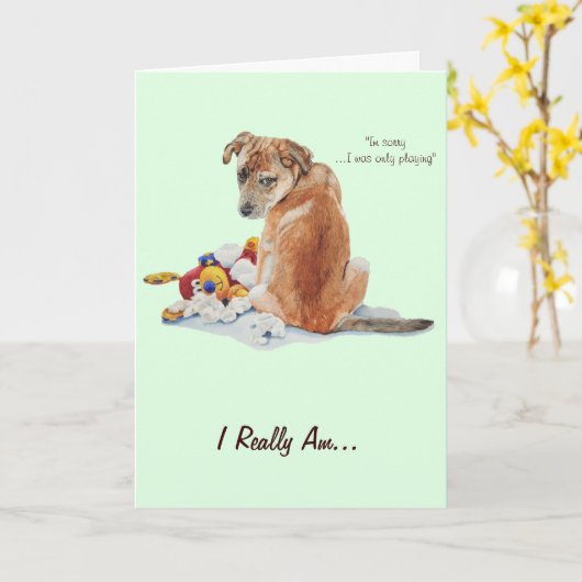 niedliches Welpen- und Teddyportrait Karte (Gelbe Blume)