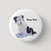 Niedliches Welpengrenzcollie gimme fünf! Button (Vorderseite)