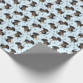 Niedliches Welpenmuster Blau Geschenkpapier (Ecke)