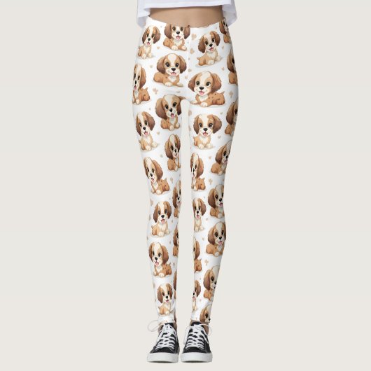 Niedliches Welpenmuster Leggings (Vorderseite)
