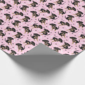 Niedliches Welpenmuster Rosa Geschenkpapier (Ecke)