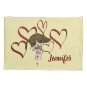 Niedliches Welpenrotes Herz Personalisiert Kissenbezug (Rückseite)