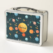 Niedliches Weltraumsolarsystem Personalisierte Kid Metall Brotdose (Rückseite)