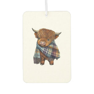 Niedliches West Highland Kuh Baby mit Kariertem Sc Autolufterfrischer