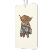 Niedliches West Highland Kuh Baby mit Kariertem Sc Autolufterfrischer (Links)