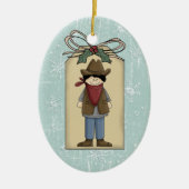 Niedliches Western-Cowboy-Geschenk-Umbau-Andenken Keramikornament (Vorne)