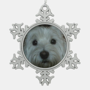 Niedliches Westie stellen Schneeflocke-Verzierung Schneeflocken Zinn-Ornament
