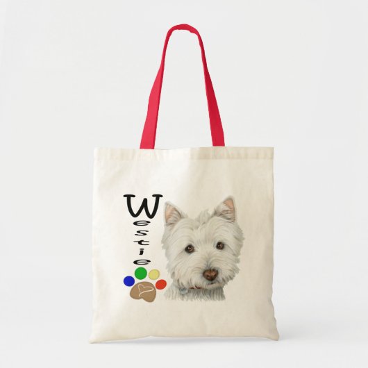 Niedliches Westie und Tatze drucken Tragetasche (Vorne)