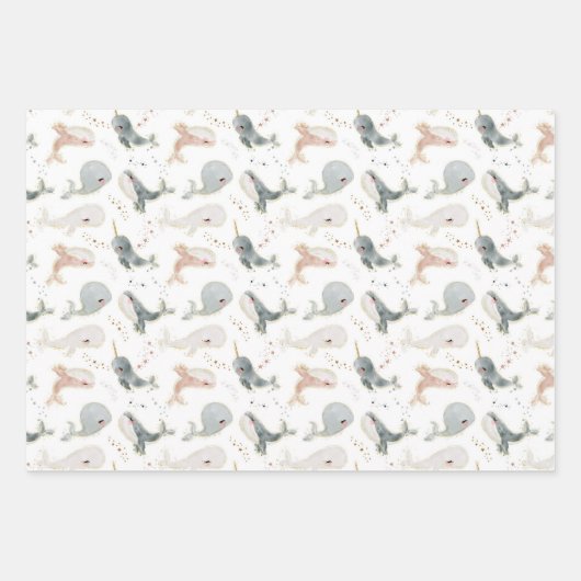Niedliches Whale Sea Party Dekor Gefallen Geschenk Geschenkpapier Set (Vorderseite 2)
