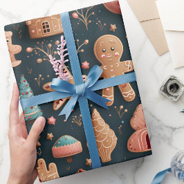 Niedliches Whimsical 3D Lebkuchen Weihnachten Geschenkpapier
