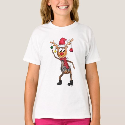 Niedliches Whimsical Dancing Weihnachtsbaum T-Shirt (Vorderseite)