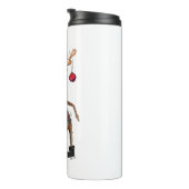 Niedliches Whimsical Dancing Weihnachtsbaum Thermosbecher (Nach rechts gedreht)