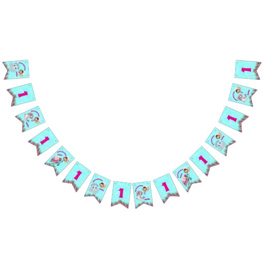 Niedliches Whimsical Floral Ocean Creatures Girl F Wimpelkette (Alle)