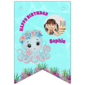 Niedliches Whimsical Floral Ocean Creatures Girl F Wimpelkette (Erste Fahne)