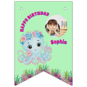 Niedliches Whimsical Floral Ocean Creatures Girl F Wimpelkette (Erste Fahne)