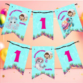 Niedliches Whimsical Floral Ocean Creatures Girl F Wimpelkette