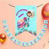 Niedliches Whimsical Floral Ocean Creatures Girl F Wimpelkette