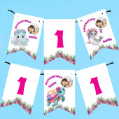 Niedliches Whimsical Floral Ocean Creatures Girl F Wimpelkette