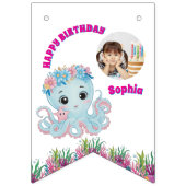 Niedliches Whimsical Floral Ocean Creatures Girl F Wimpelkette (Erste Fahne)