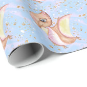 *~* Niedliches Whimsical Flying Dragon Dinosaurer- Geschenkpapier (Rolleneckpunkt)