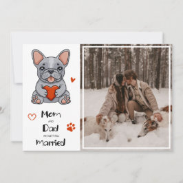 Niedliches Whimsical French Bulldog Wedding Foto Einladung