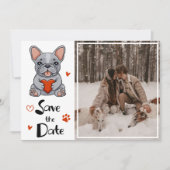 Niedliches Whimsical French Bulldog Wedding Foto Save The Date (Vorderseite)