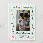 Niedliches Whimsical Frohe WeihnachtsLICHT Foto Einladung (Vorne/Hinten)
