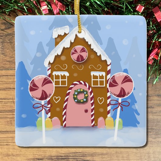 Niedliches Whimsical Gingerbread House Keramikornament