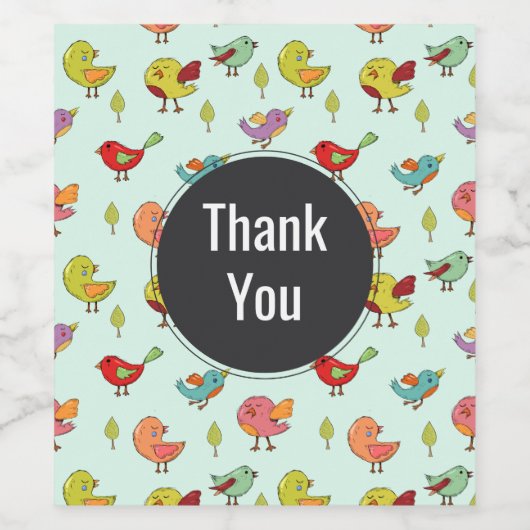 Niedliches Whimsical handGezeichnet Vogelmuster Vi Weinetikett (Einzelnes Label)