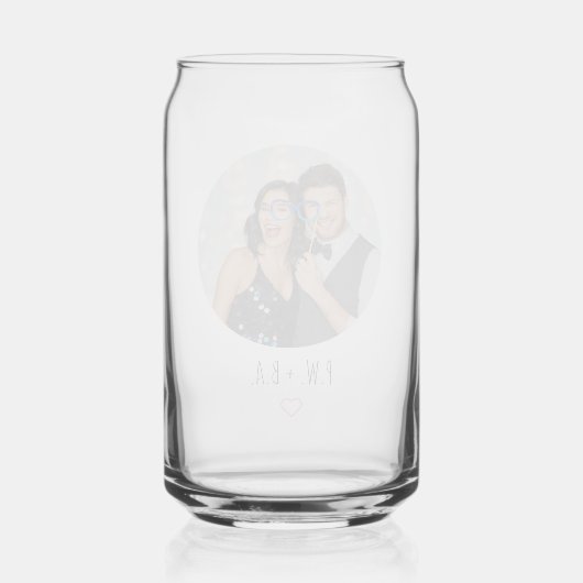 Niedliches Whimsical Heart Monogram Wedding Foto Dosenglas (Rückseite)