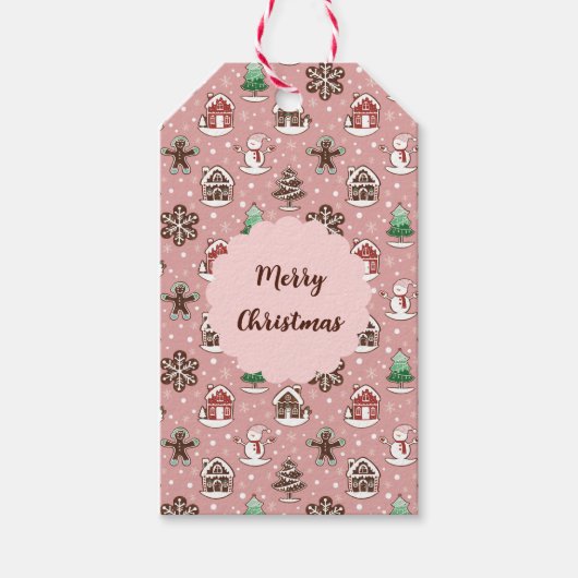 Niedliches Whimsical Holiday Cookie Muster Weihnac Geschenkanhänger (Vorderseite)