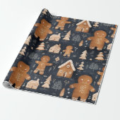 Niedliches Whimsical Lebkuchen Weihnachten Geschenkpapier (Ungerollt)