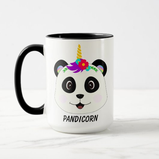 Niedliches Whimsical Panda Unicorn Pandicorn Tasse (Links)
