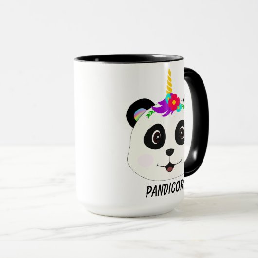 Niedliches Whimsical Panda Unicorn Pandicorn Tasse (VorderseiteRechts)