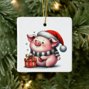 Niedliches Whimsical Piggy, kundenspezifisch Keramikornament