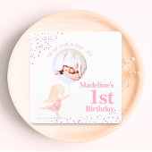 Niedliches Whimsical Rabbit Girl 1. Geburtstag Pin Einladung