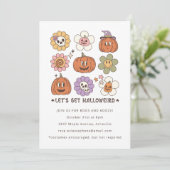 Niedliches Whimsical Retro Pumpkin Face Halloween- Einladung (Stehend Vorderseite)