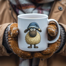 Niedliches Whimsical Sheep mit Weihnachtsgeschenk