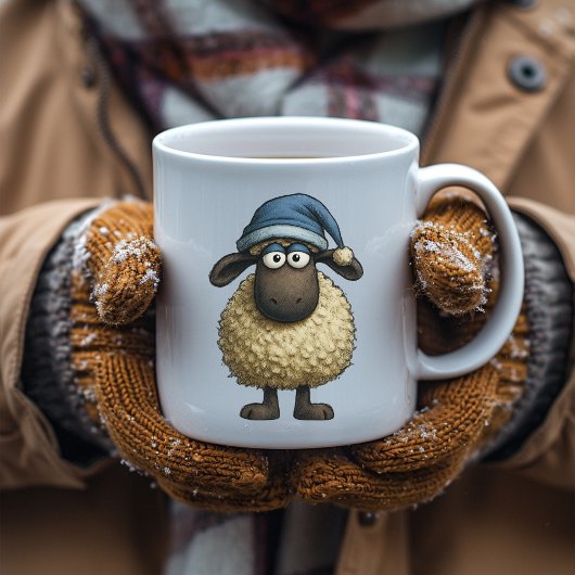 Niedliches Whimsical Sheep mit Weihnachtsgeschenk Kaffeetasse