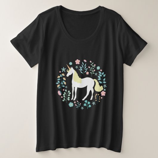 Niedliches Whimsical Unicorn Große Größe T-Shirt (Design vorne)
