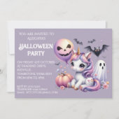 Niedliches Whimsical Unicorn-Halloween-Party Einladung (Vorderseite)