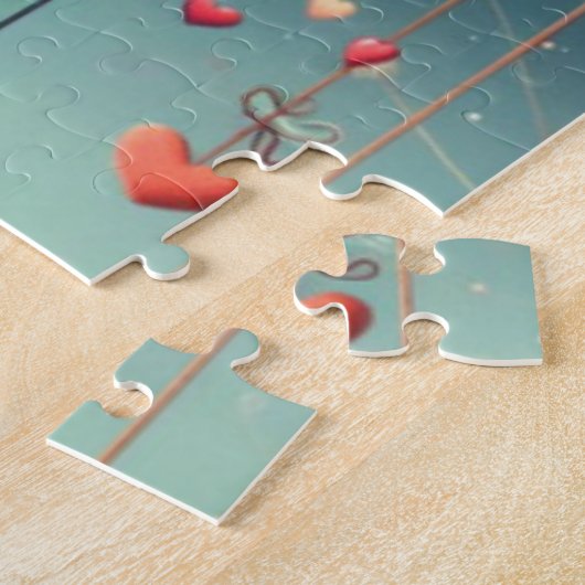 Niedliches whimsical Valentin's Day Herz Flugzeug Puzzle (Seite)