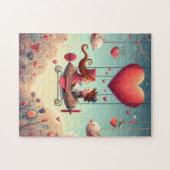 Niedliches whimsical Valentin's Day Herz Flugzeug Puzzle (Horizontal)