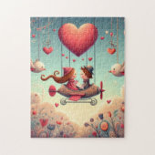 Niedliches whimsical Valentin's Day Herz Flugzeug Puzzle (Vertikal)